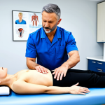 **

"A physiotherapist, fully clothed in professional attire, demonstrating a palpation technique on a patient's trapezius muscle. The patient is lying comfortably on a physiotherapy bed. The setting is a bright and clean clinic room. Perfect anatomy, correct proportions, well-formed hands, proper finger count, natural pose, safe for work, appropriate content, professional, modest, family-friendly."

**