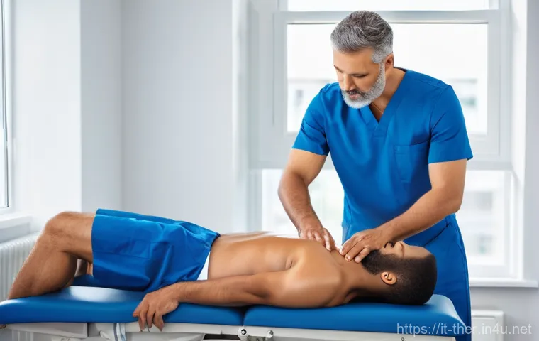 물리치료사의 전문성 인증 프로그램 - **Prompt 1: Skilled Manual Therapy and Patient Trust**
A highly detailed image of a female physi...