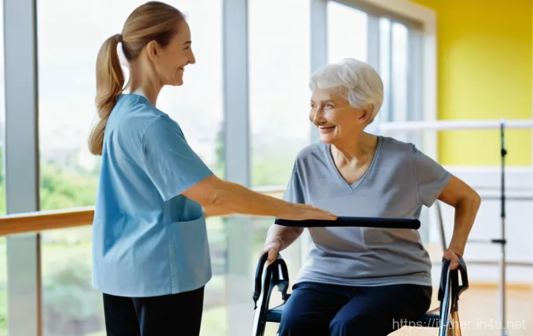 물리치료사의 하루 일과 - **Prompt: Innovative Rehabilitation**
    **Description**: A male physiotherapist, early 40s, with a...