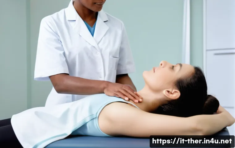 물리치료사 도수치료 교육 후기 - **Prompt: "Expert Manual Therapy in a Traditional Clinic Setting"**
A highly skilled male physio...