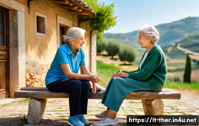 물리치료사의 봉사활동 사례 - A compassionate physiotherapist in rural Italy providing personalized mobility exercises to an elder...